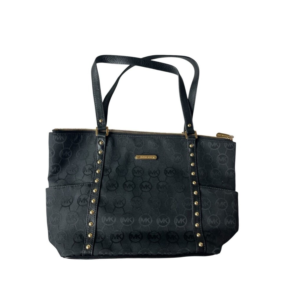 Michael Kors Jet Set Studded Large Black Tote Bag Purse